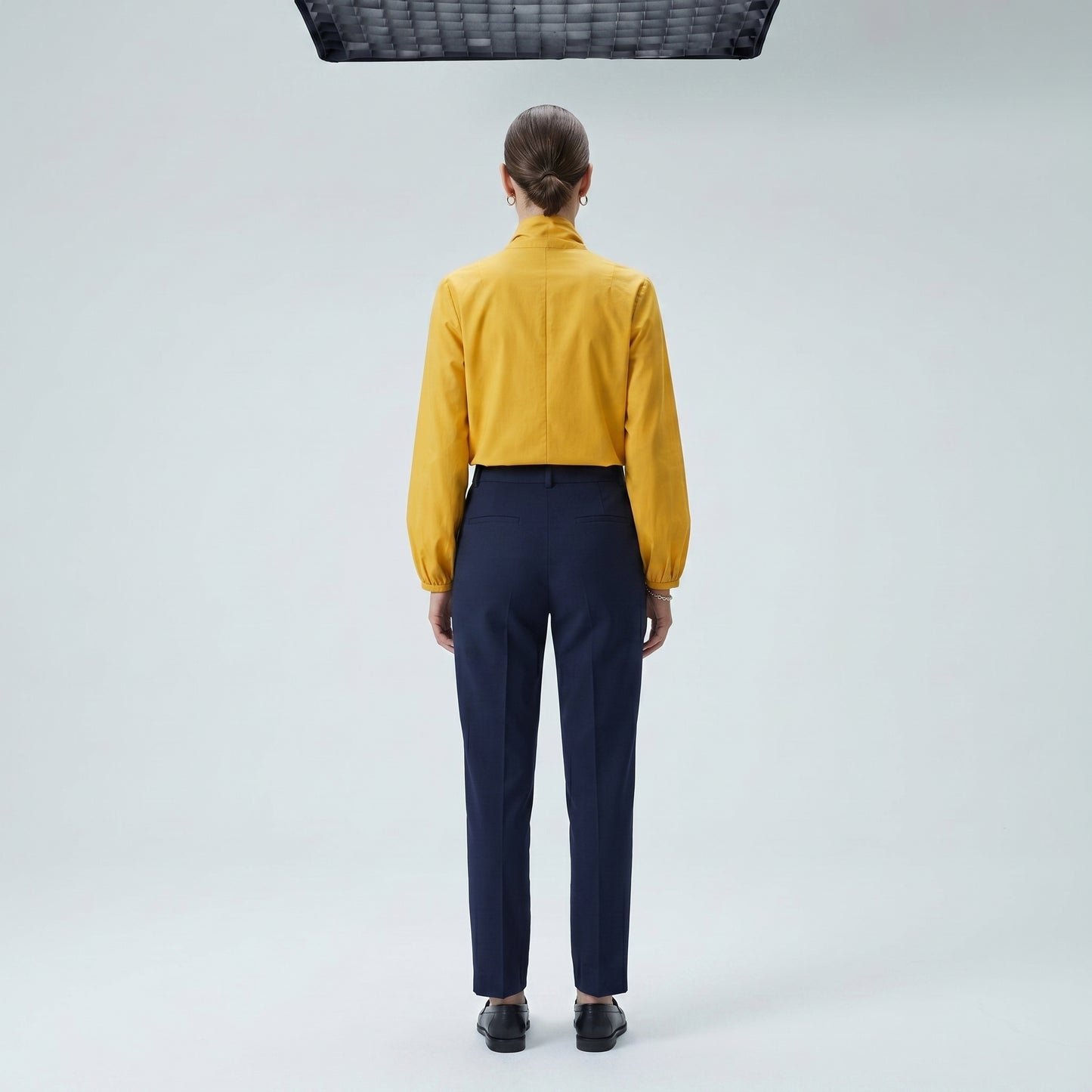 Mustard Pussy-Bow Silk Blouse