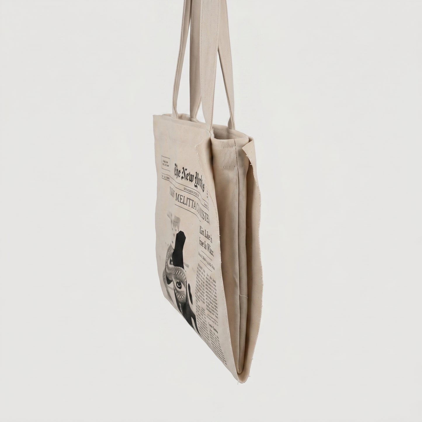 Newspaper Print Canvas Tote Bag