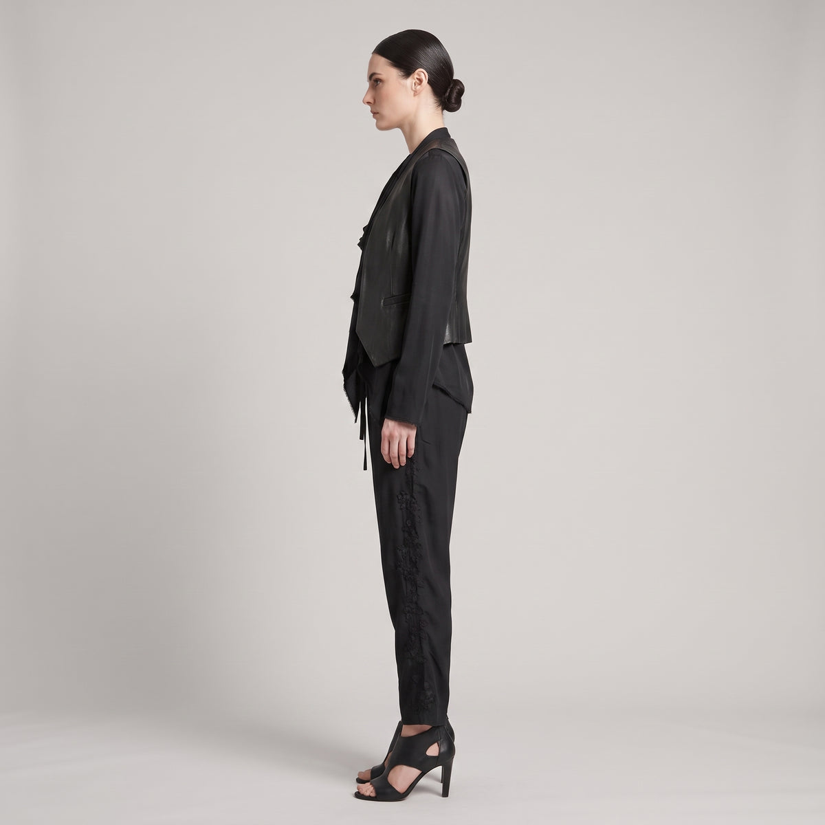Black Drawstring Tailored Trousers