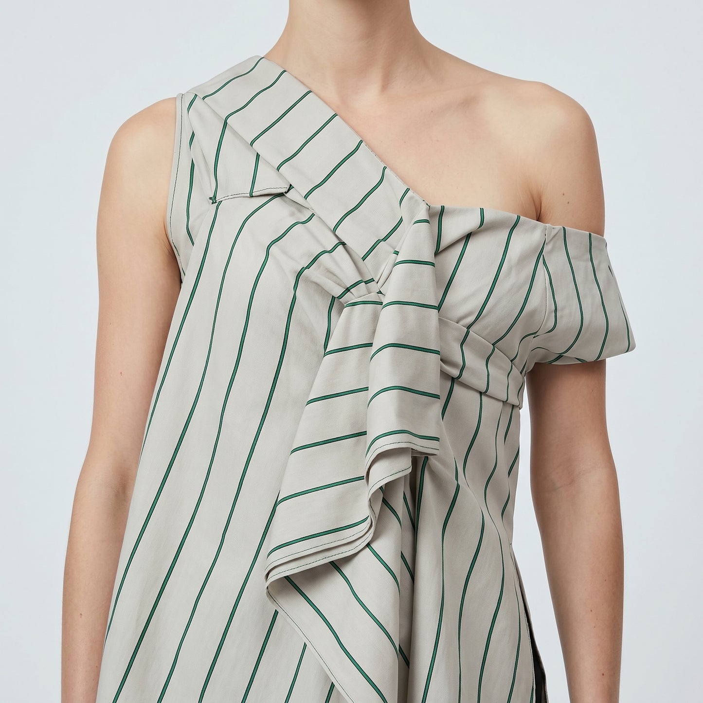 Asymmetric Striped Draped Vest