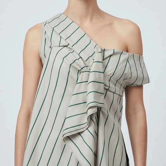 Asymmetric Striped Draped Vest