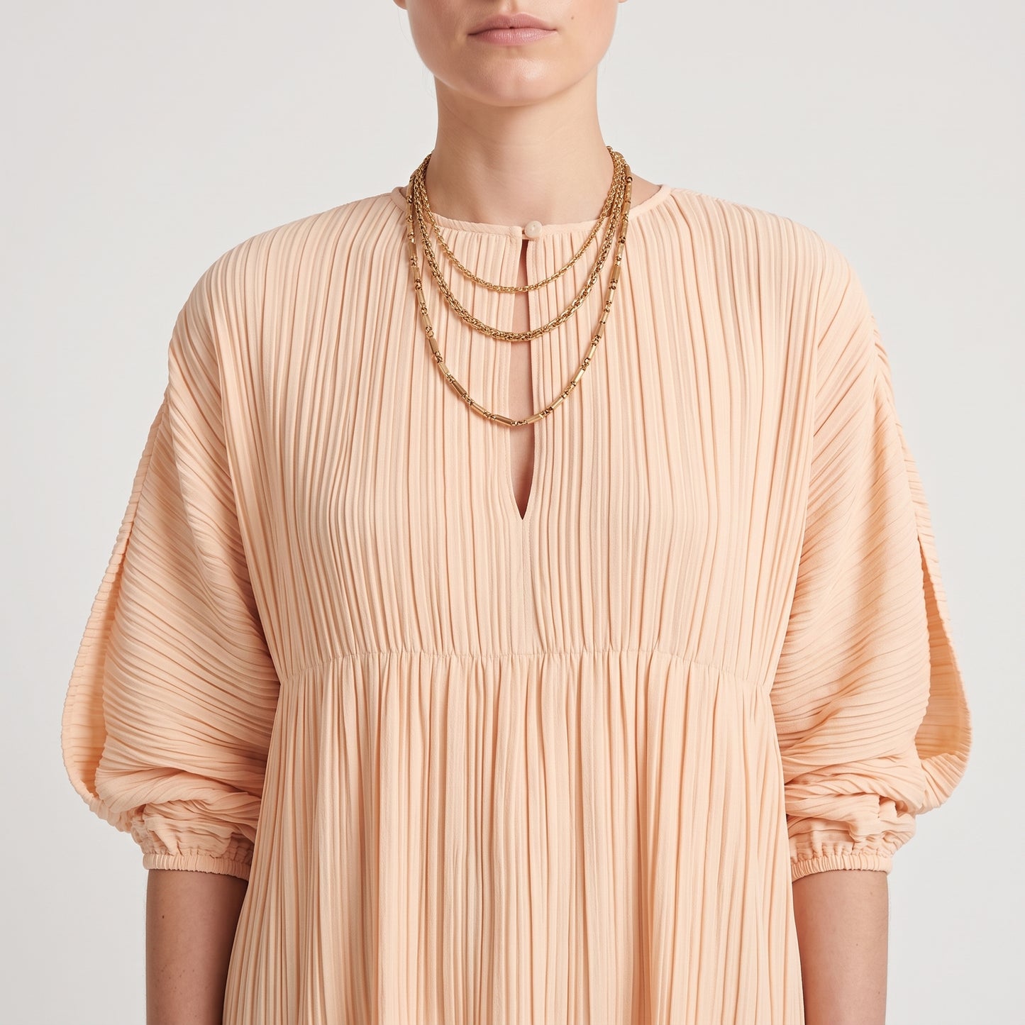 Pleated Soft Peach Blouse