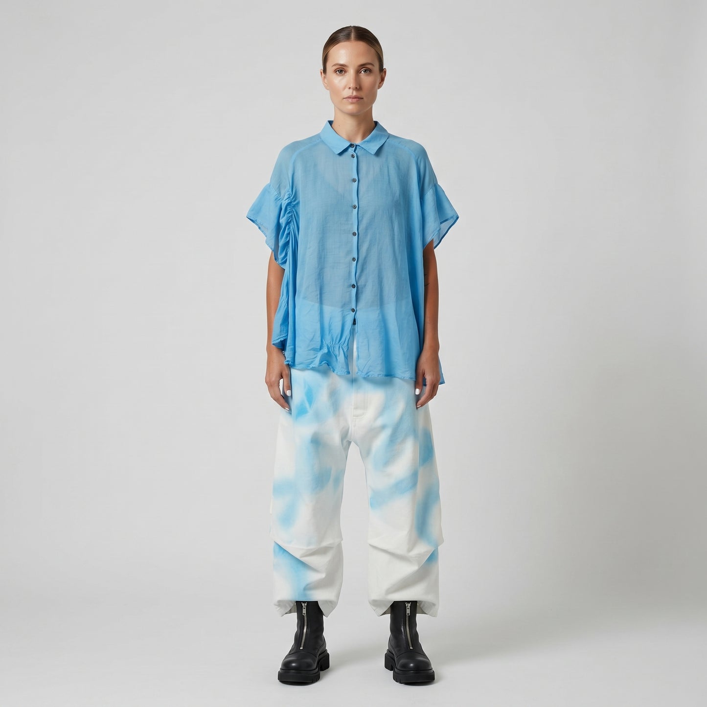 Oversized Blue Short Sleeve Shirt