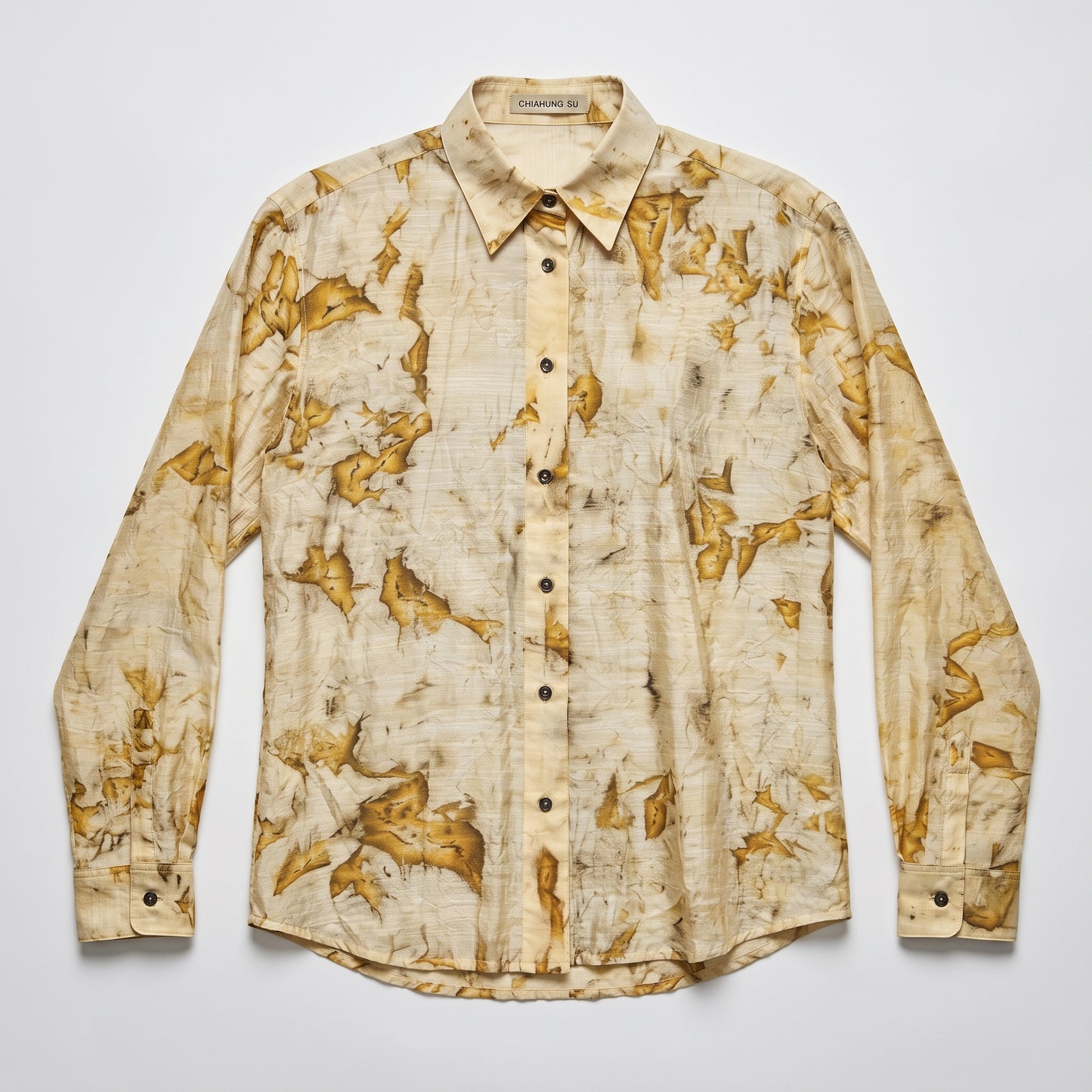 Abstract Print Silk Button-Down