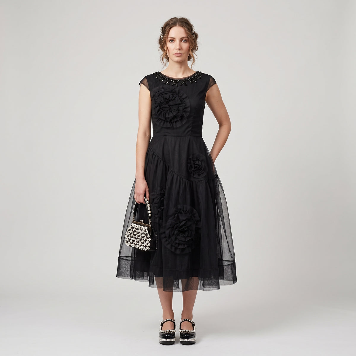 Embellished Tulle Floral Dress