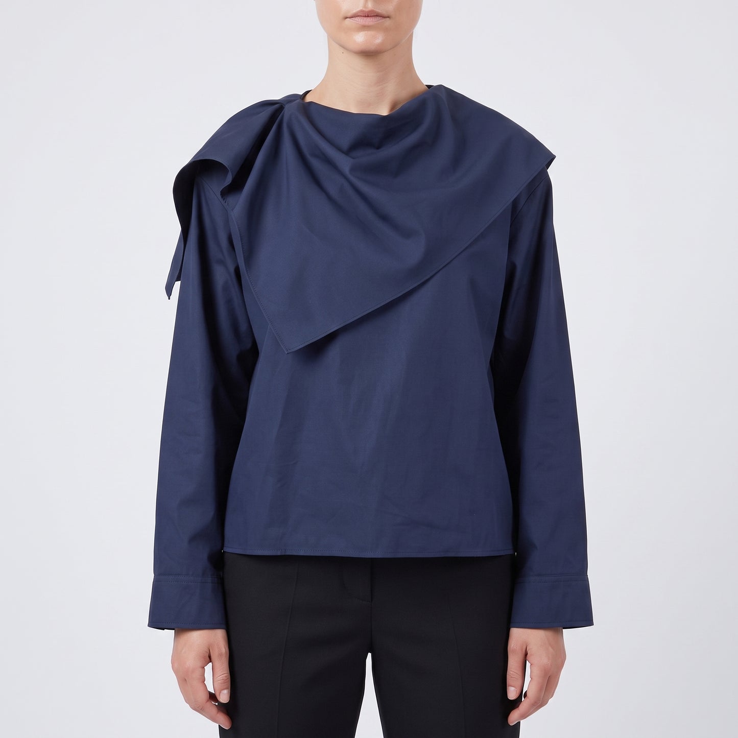 Draped Mock Neck Blouse