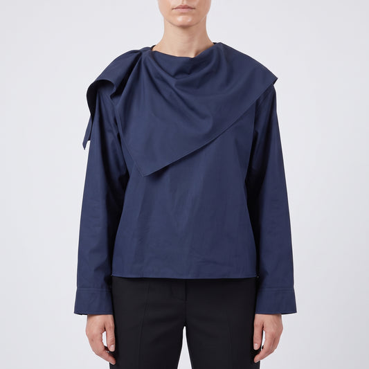 Draped Mock Neck Blouse