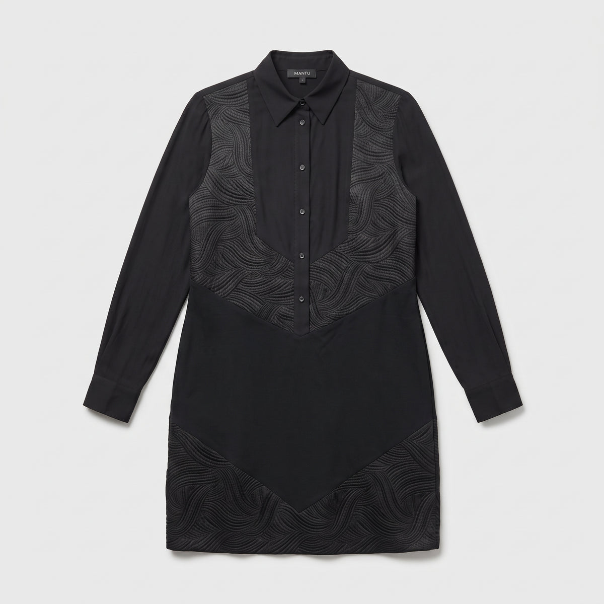 Textured Panel Button-Down Dress