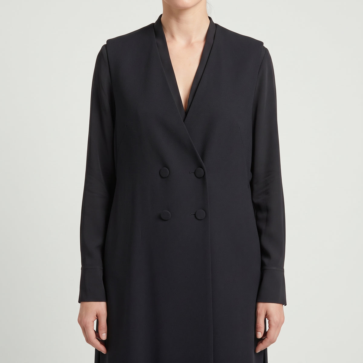 Tailored Double-Breasted Black Vest
