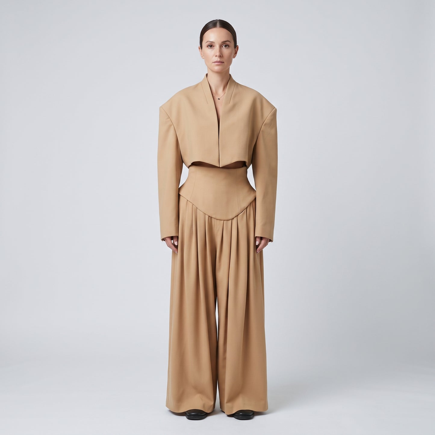 Tailored Cropped Camel Jacket