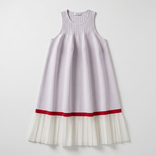 Pleated Ribbed Knit Dress