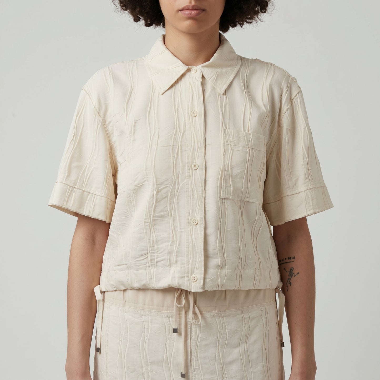 Textured Short Sleeve Button Shirt