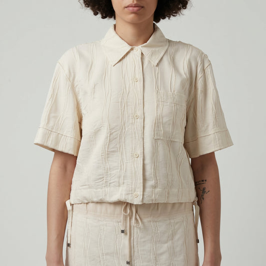 Textured Short Sleeve Button Shirt