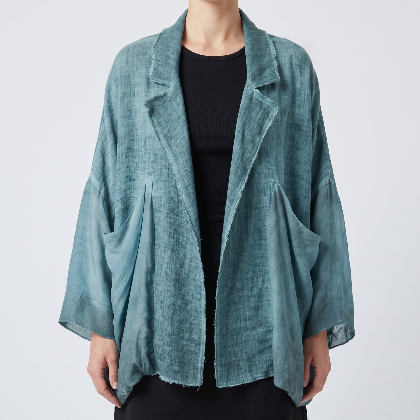 Textured Teal Oversized Blazer
