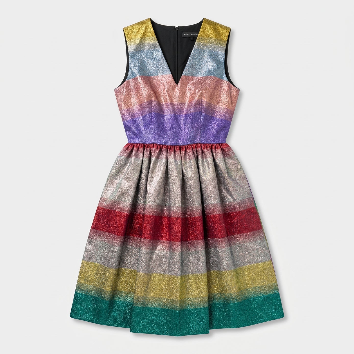 Metallic Rainbow Pleated Dress