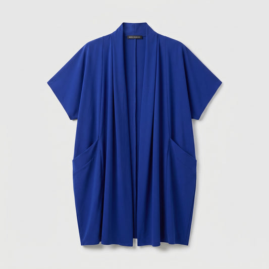 Cobalt Blue Draped Open Cardigan
