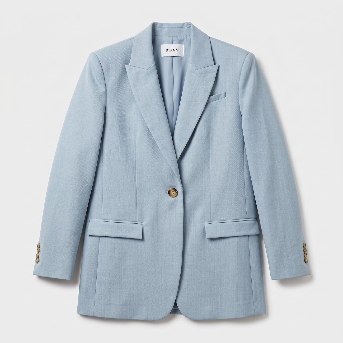 Powder Blue Tailored Single-Breasted Blazer