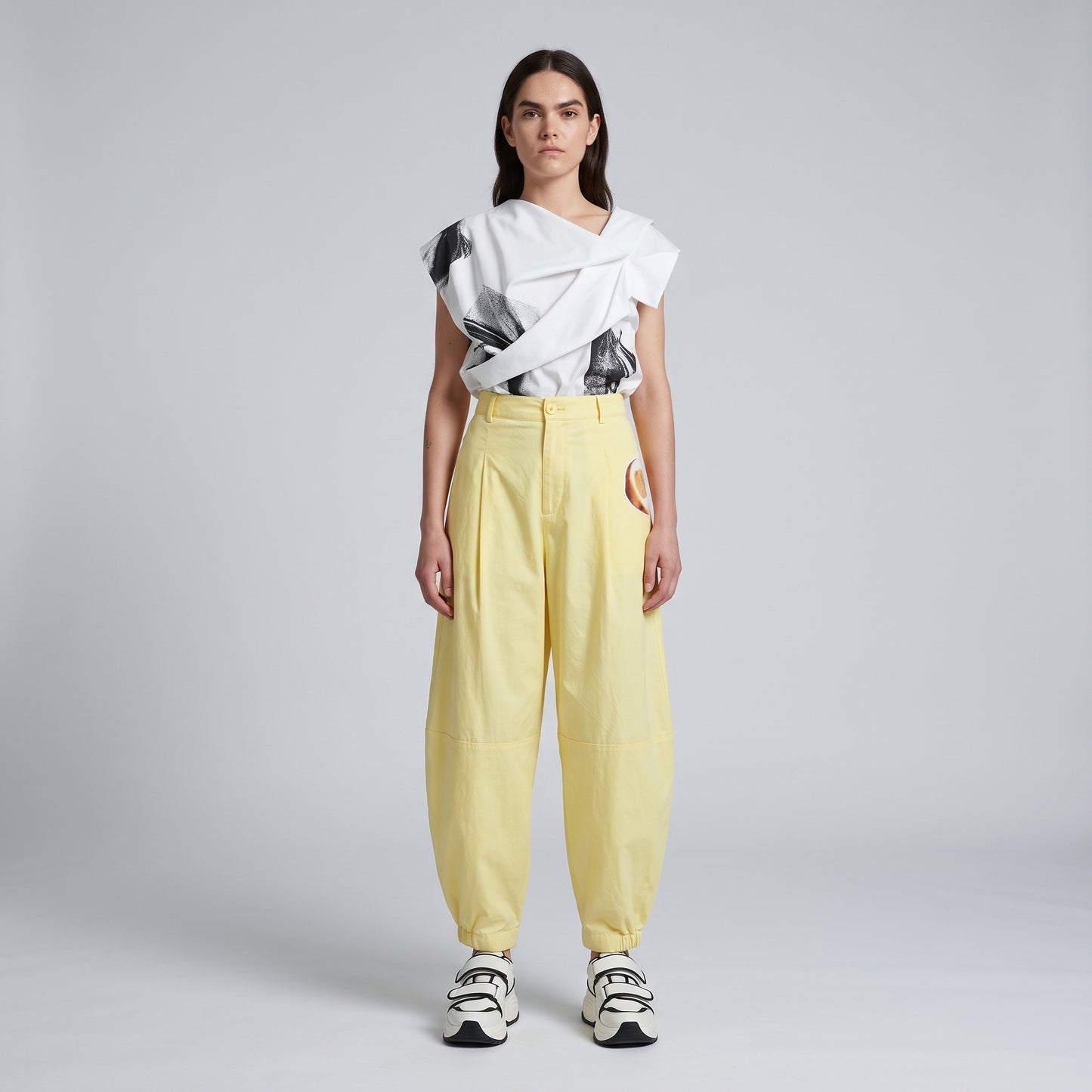 Pleated High-Waist Tapered Trousers