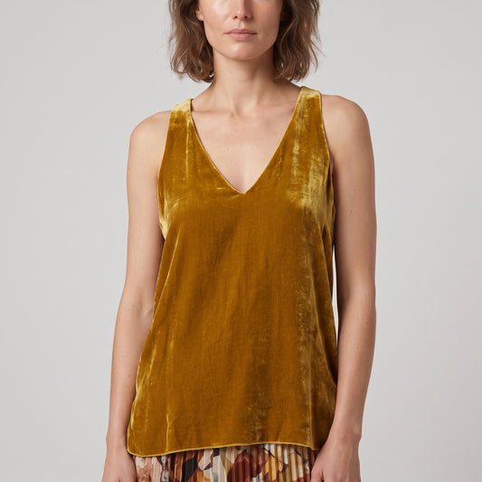 V-Neck Velvet Sleeveless Tank
