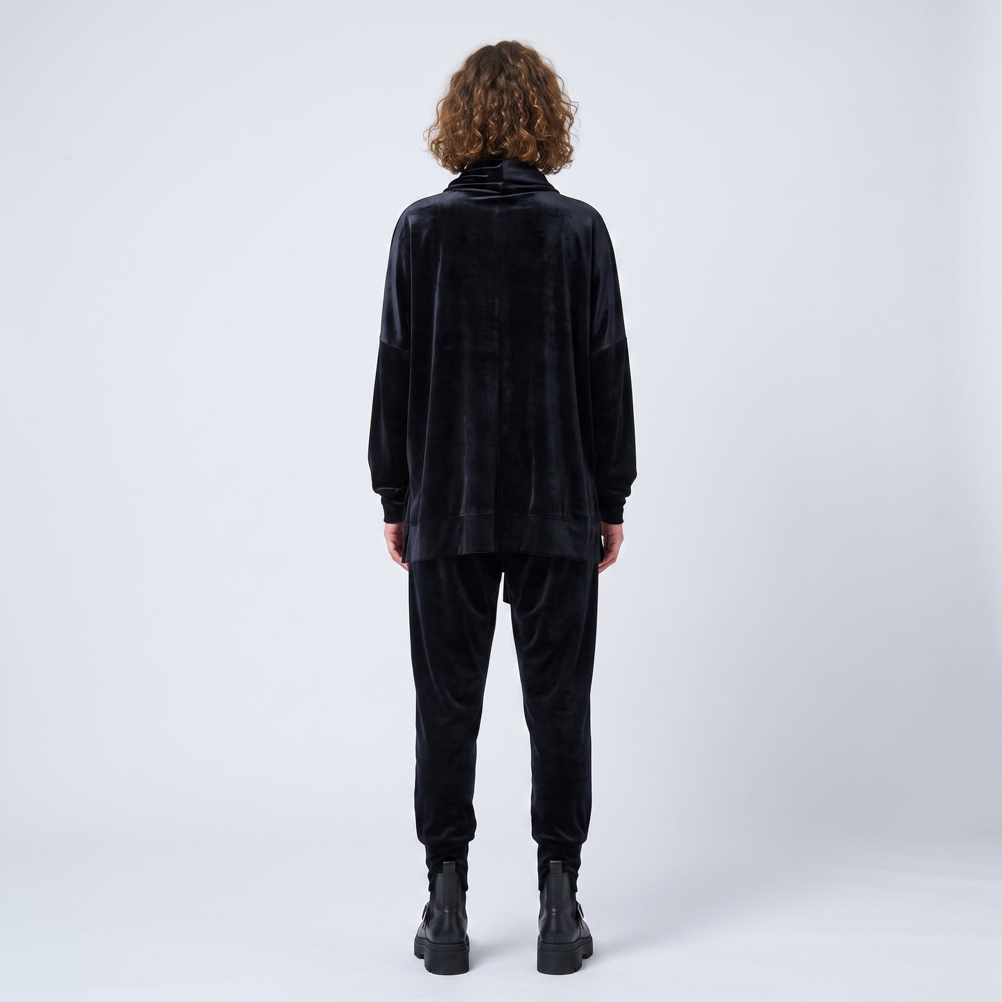 Luxurious Black Velvet Cowl Top