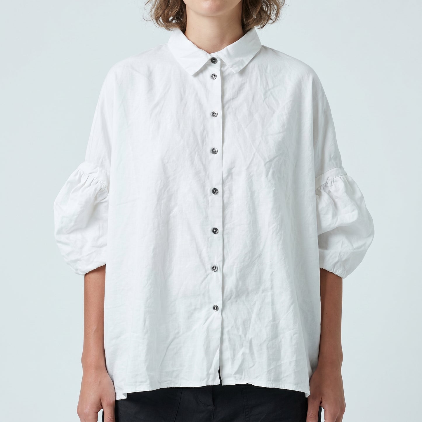 Puff Sleeve Oversized White Shirt
