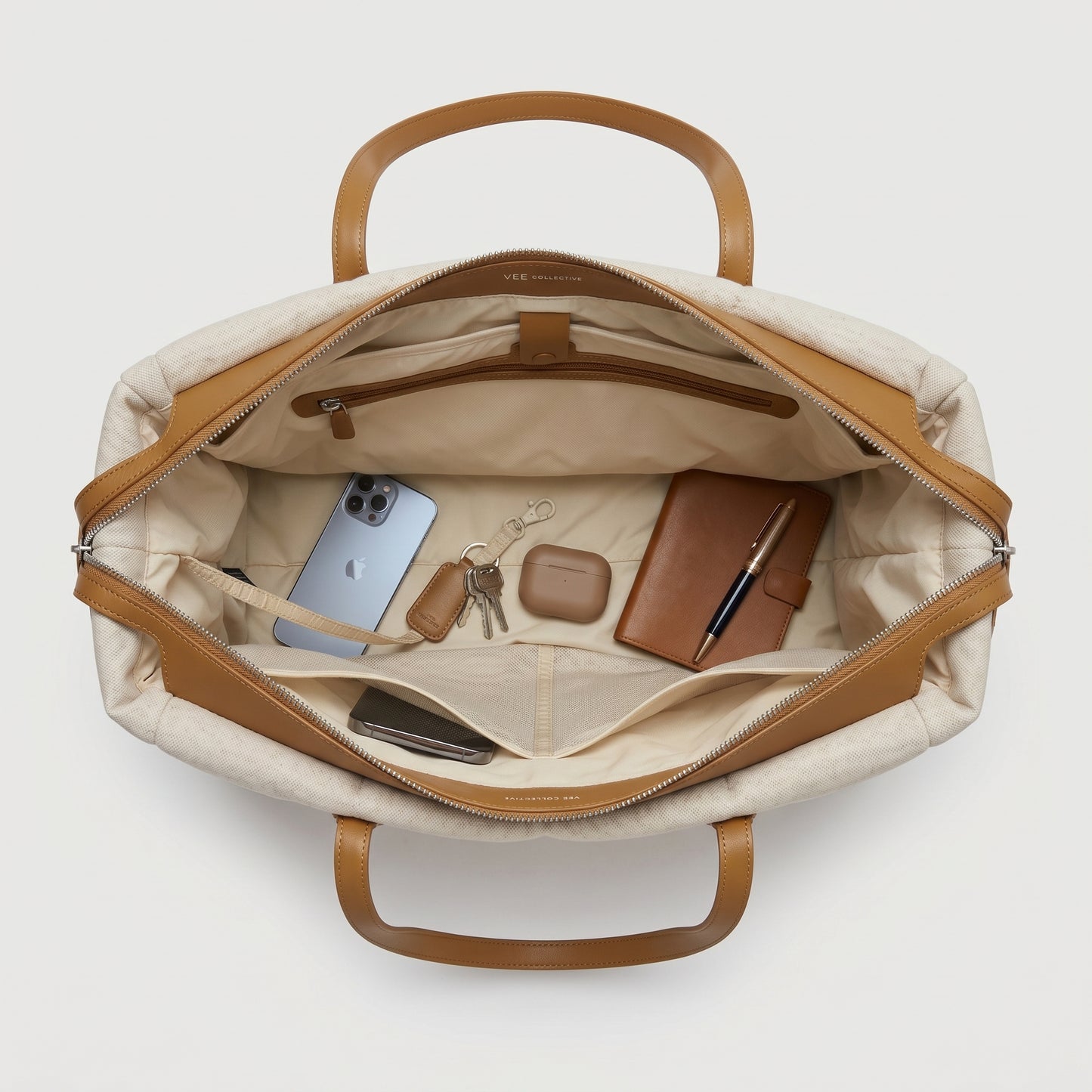 Quilted Linen Blend Tote Bag