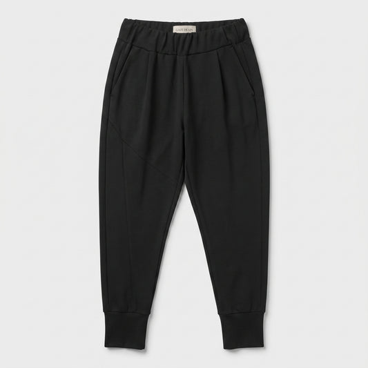 Tailored High-Waisted Black Joggers