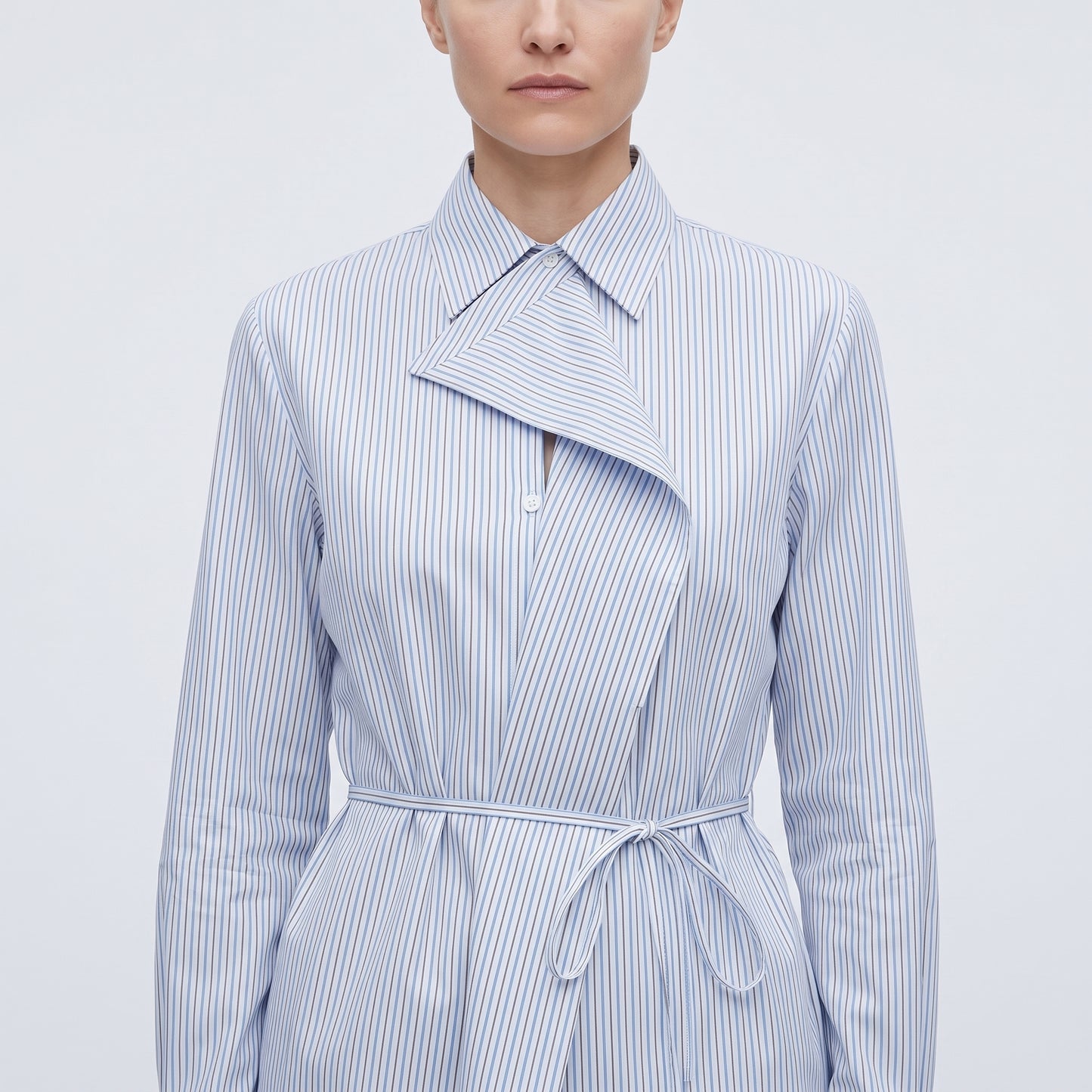 Striped Ruffled Waist Tie Shirt
