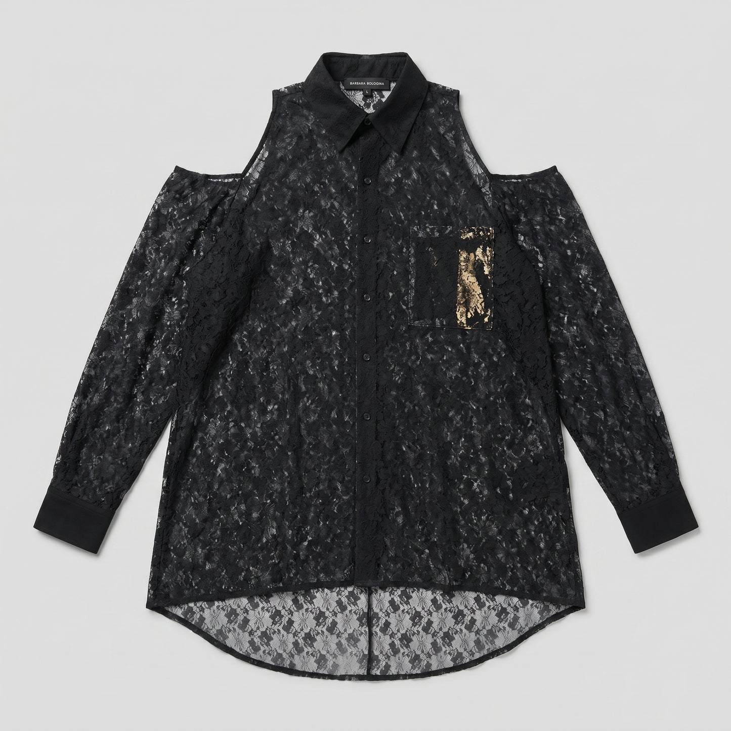 Cold Shoulder Black Lace Shirt