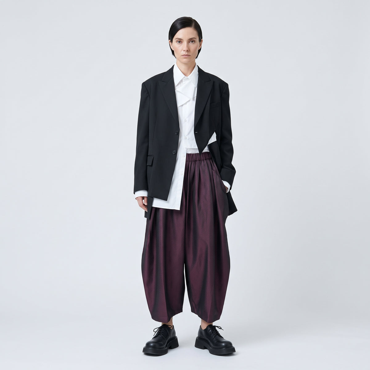 Pleated Plum Barrel Trousers