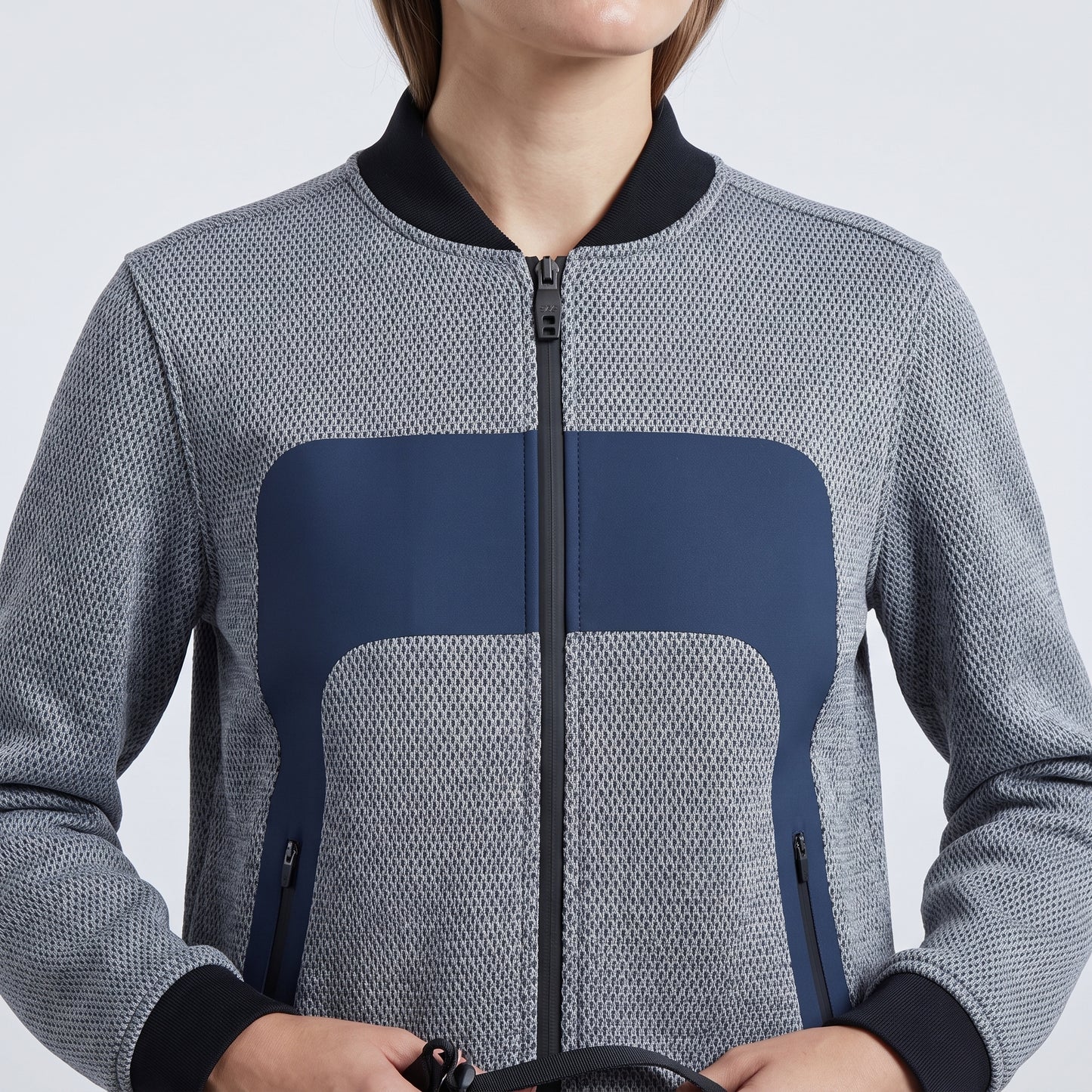 Textured Panel Zip Bomber Jacket