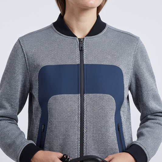 Textured Panel Zip Bomber Jacket