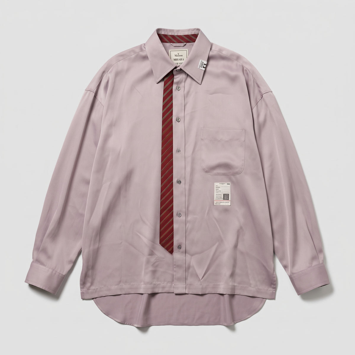 Satin Shirt With Integrated Tie