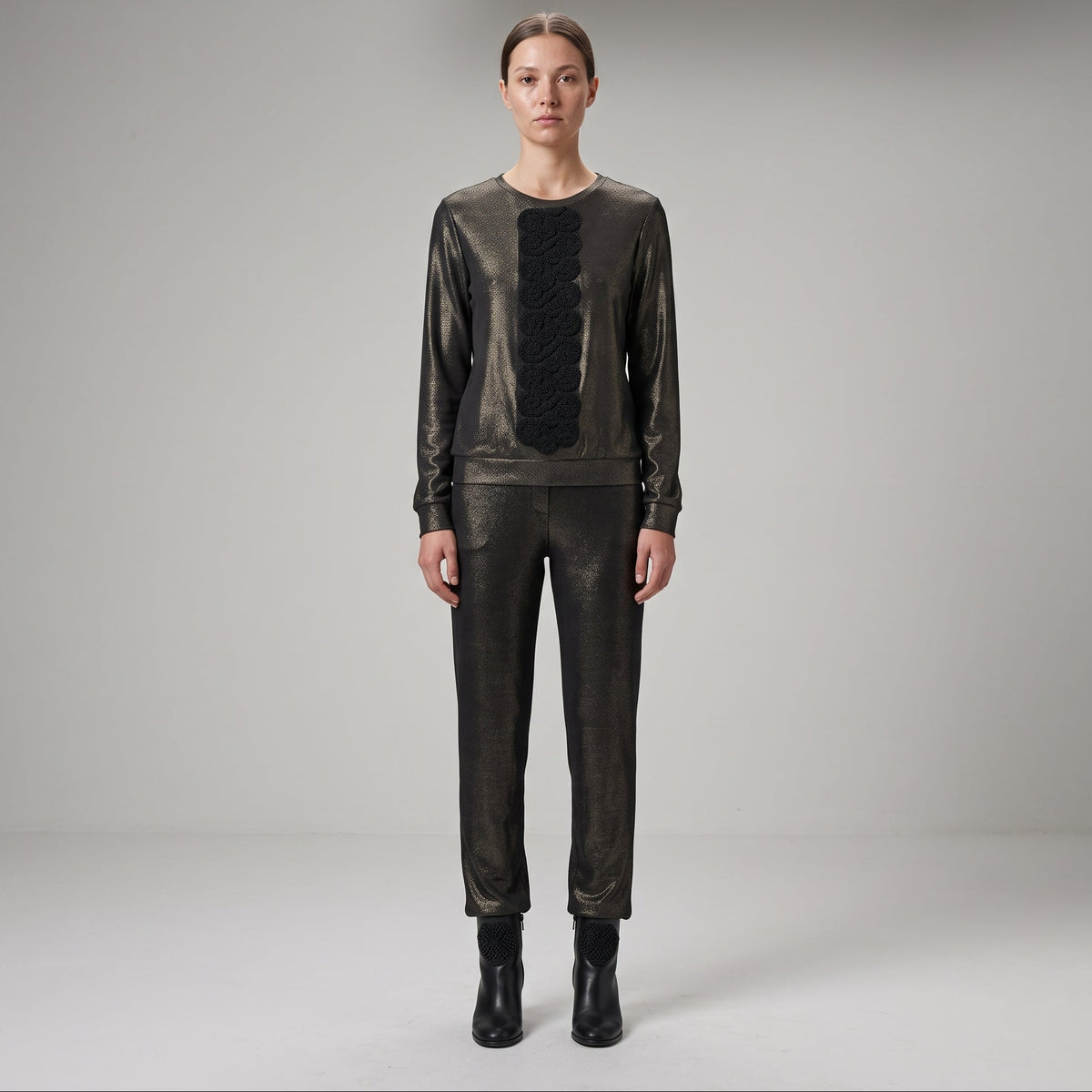 Metallic Embellished Long Sleeve Top
