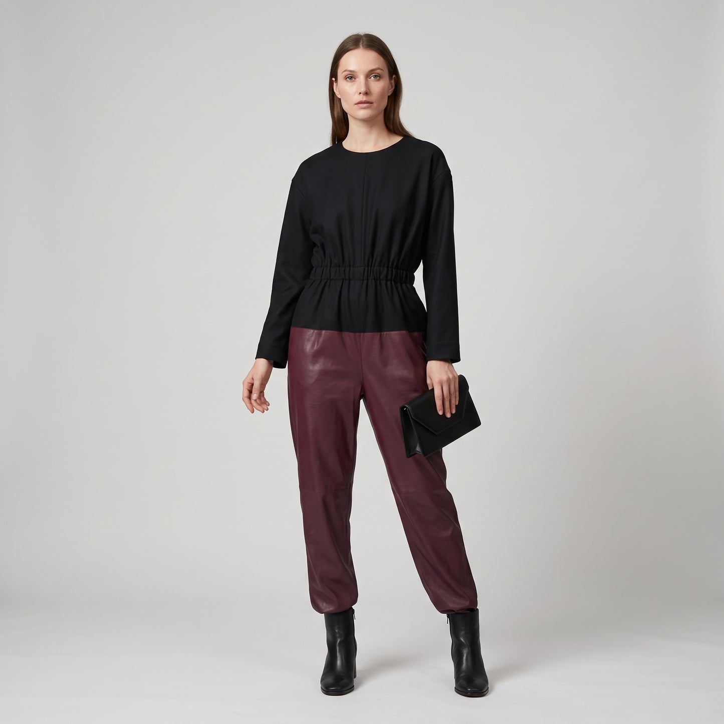 Colorblocked Leather Detail Jumpsuit