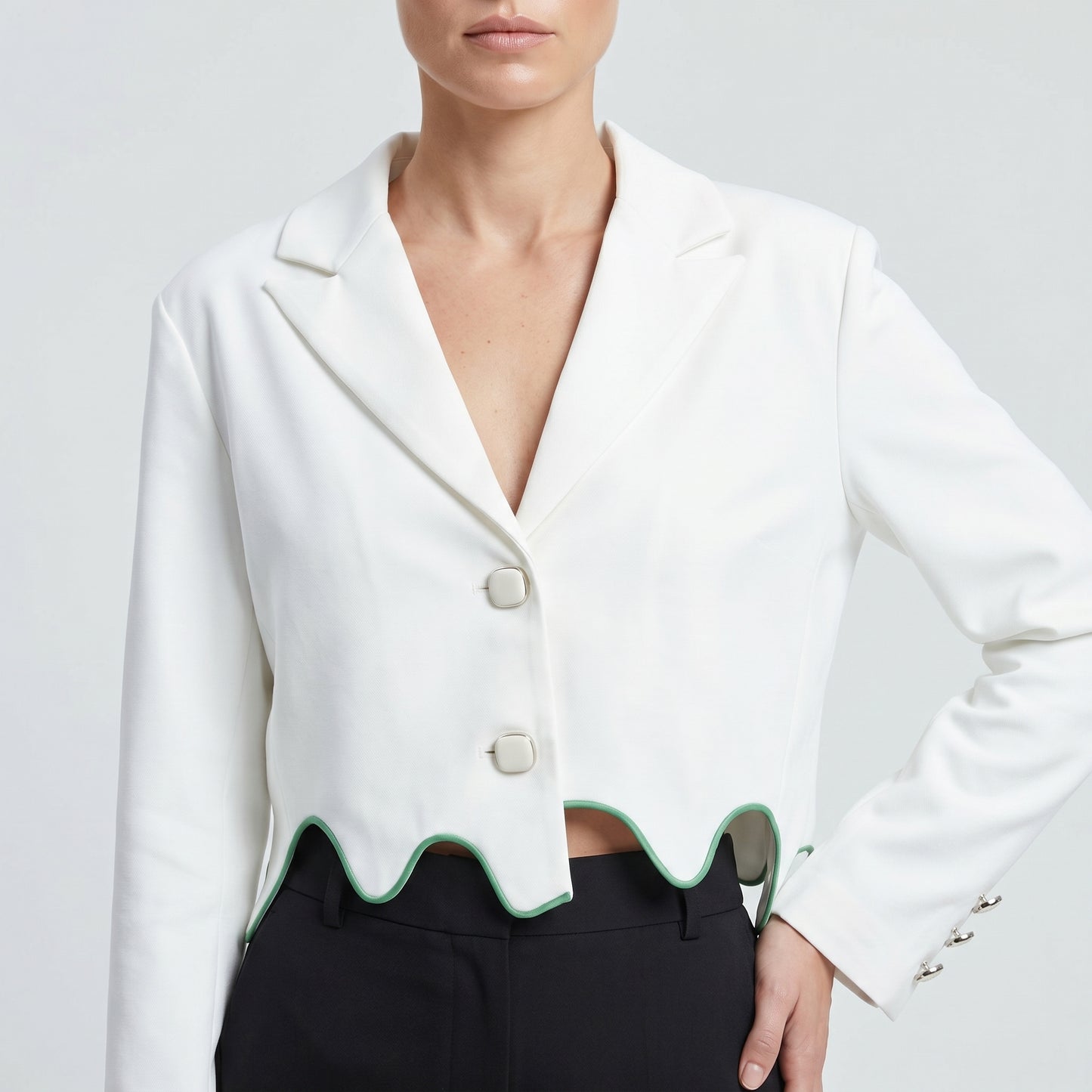 Wave Trim Cropped Blazer