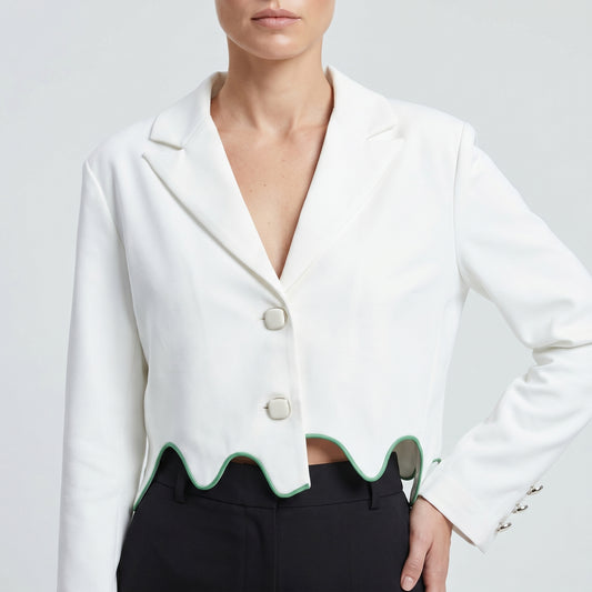 Wave Trim Cropped Blazer