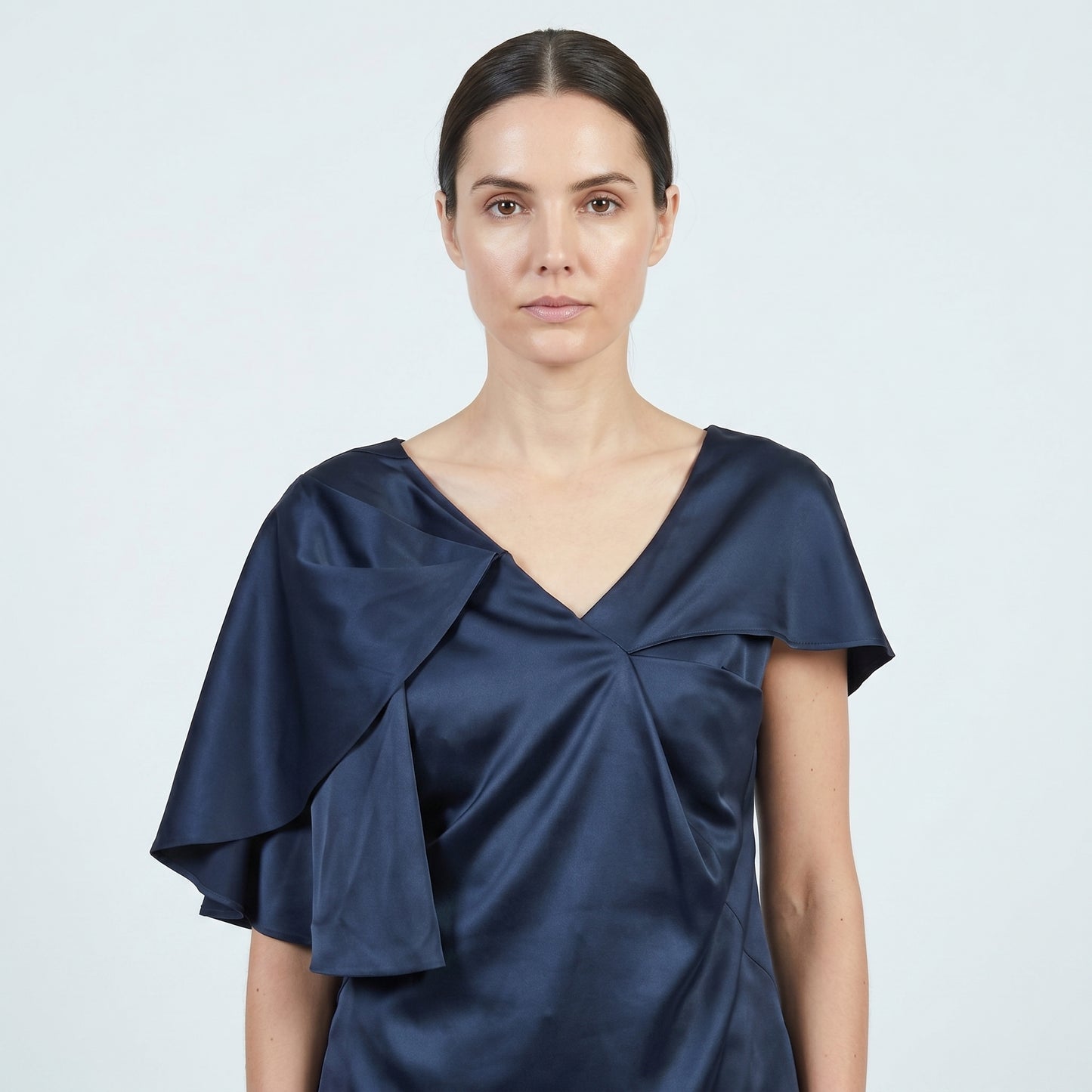 Draped Asymmetric Satin Blouse