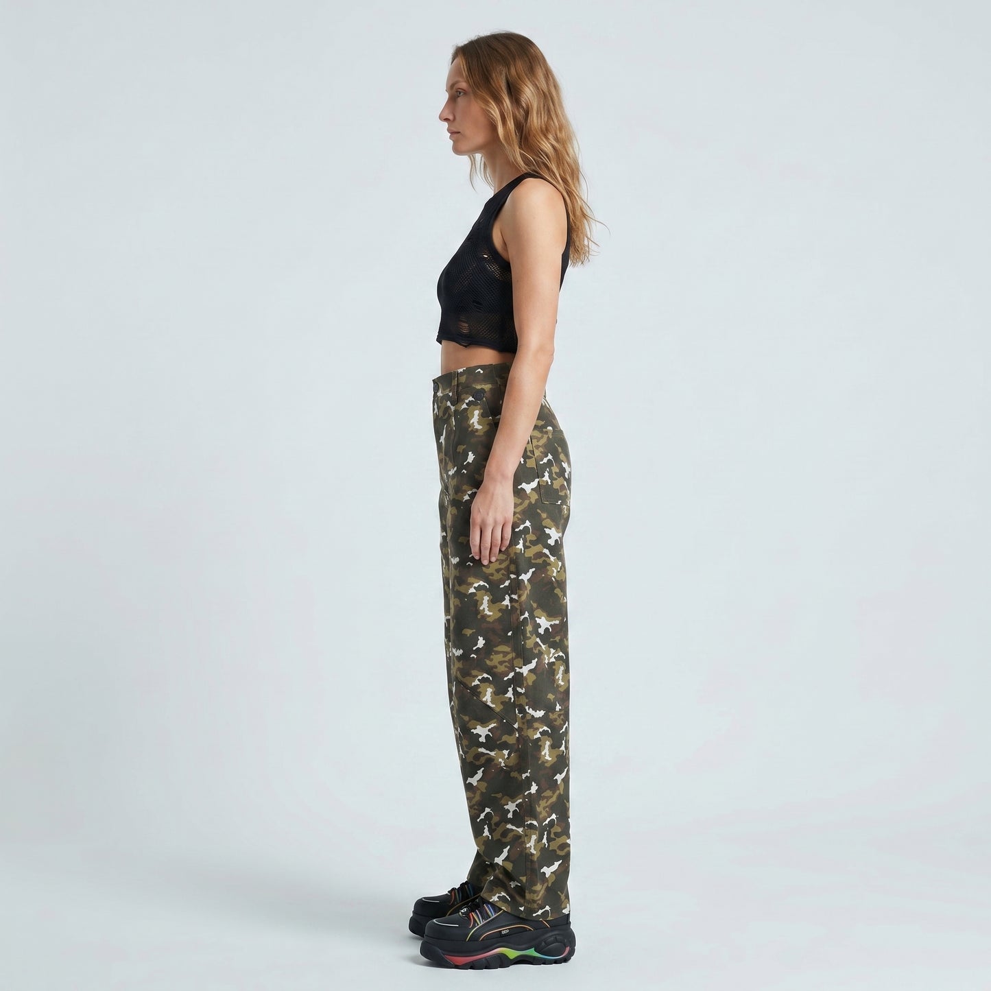 Camo Print Structured Trousers