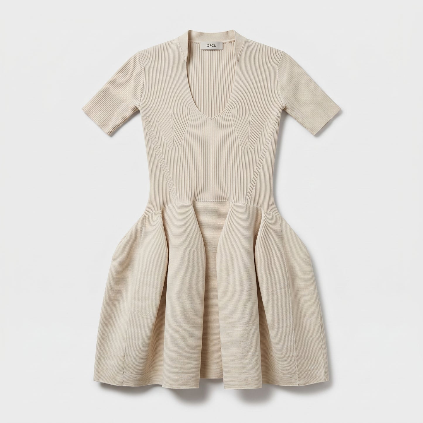 Sculpted Ribbed Knit Mini Dress
