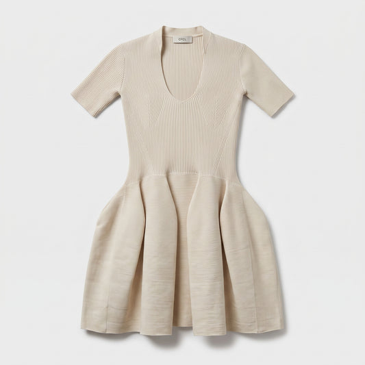Sculpted Ribbed Knit Mini Dress