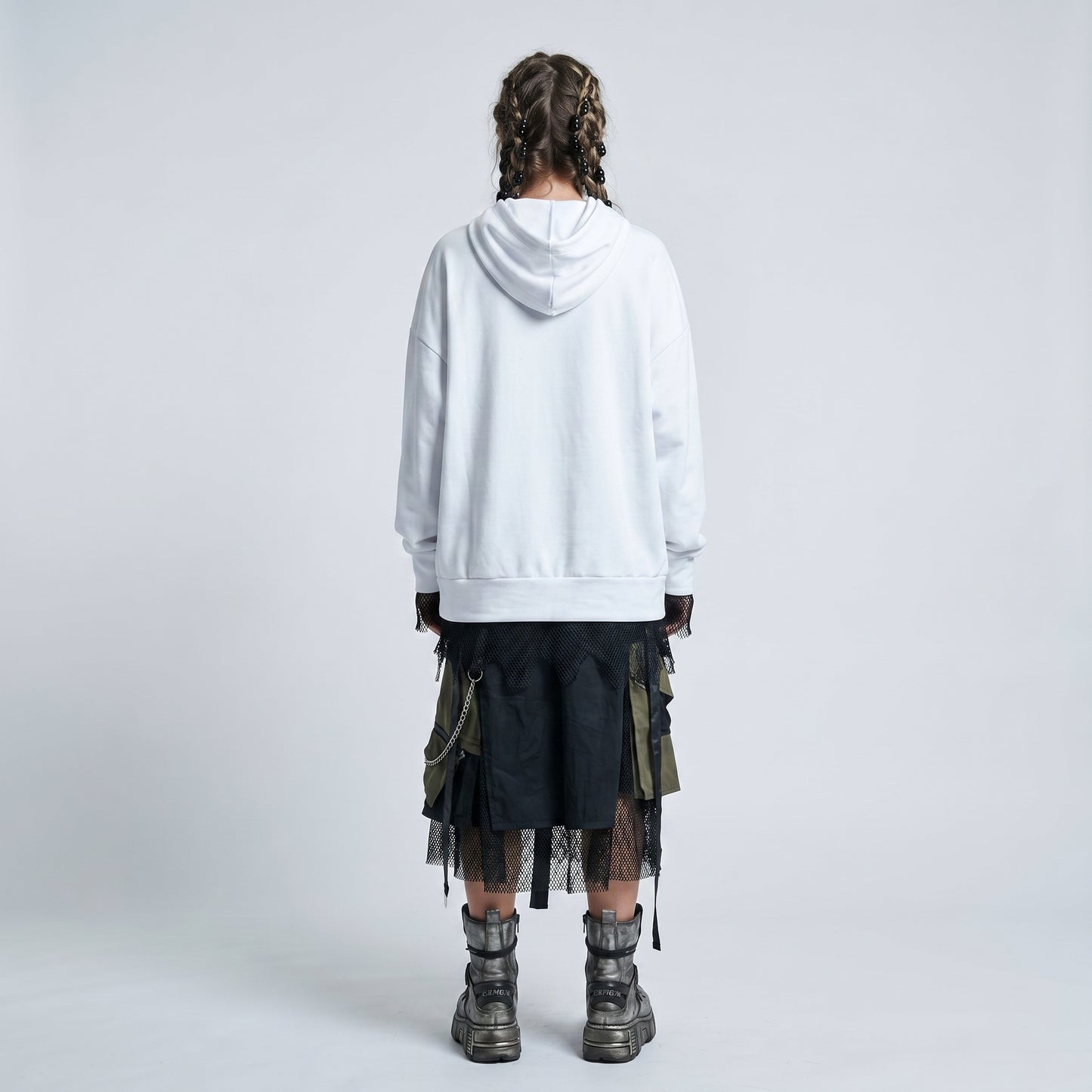 Embroidered White Oversized Hoodie