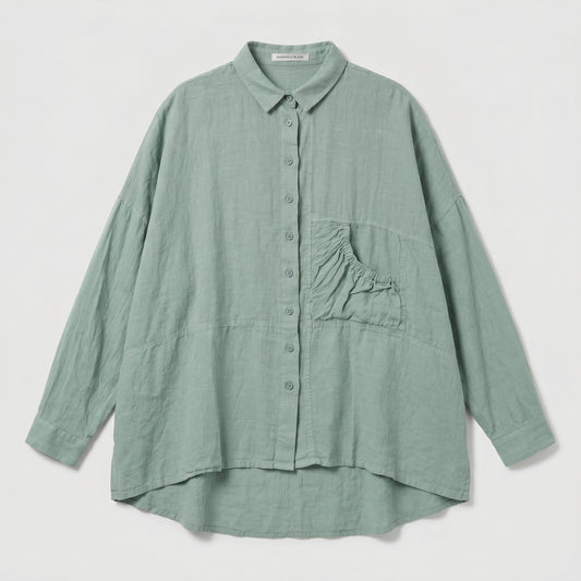 Oversized Sage Linen Shirt