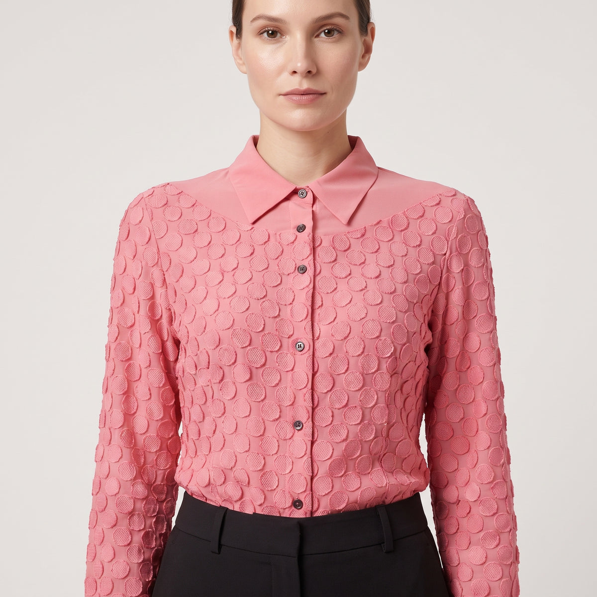 Textured Point Collar Blouse