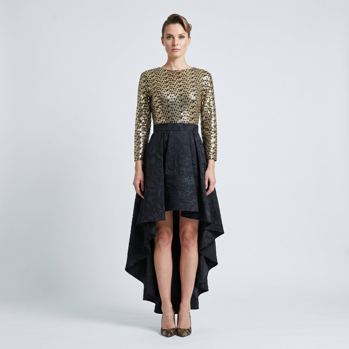 Sequin Bodice High-Low Dress
