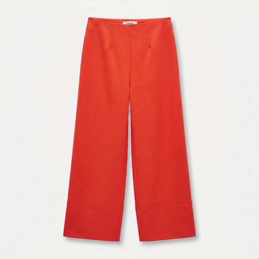 Red Wide Leg Tailored Trousers