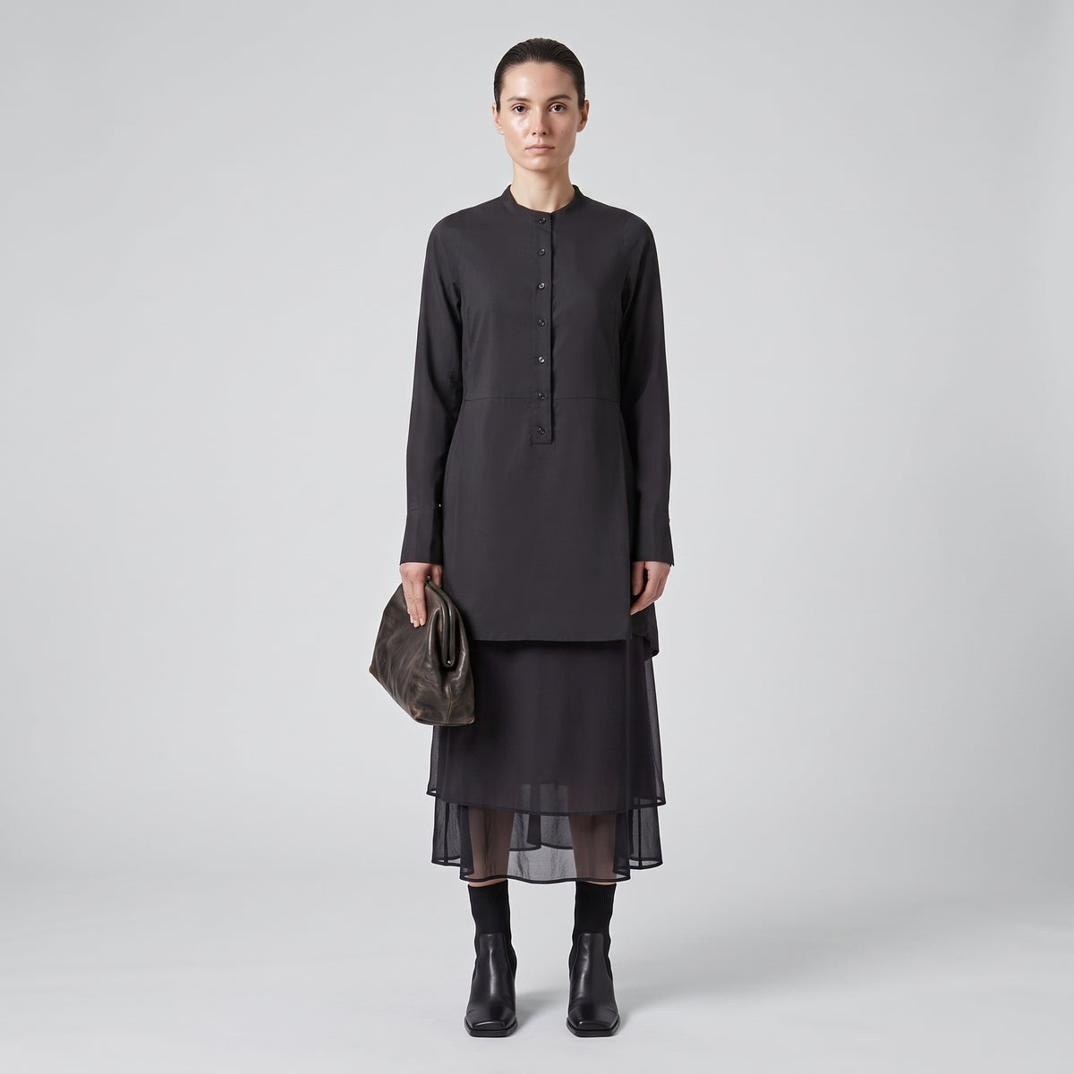 Minimalist Black Cotton Tunic