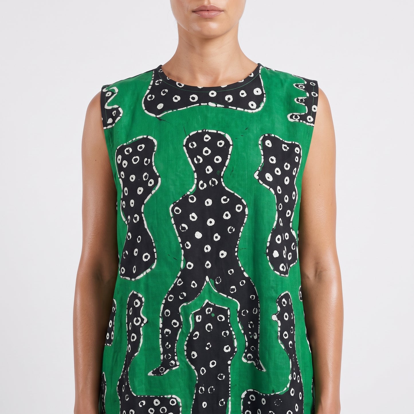 Abstract Print Sleeveless Shift Dress