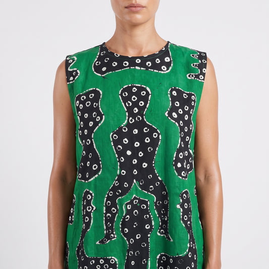Abstract Print Sleeveless Shift Dress
