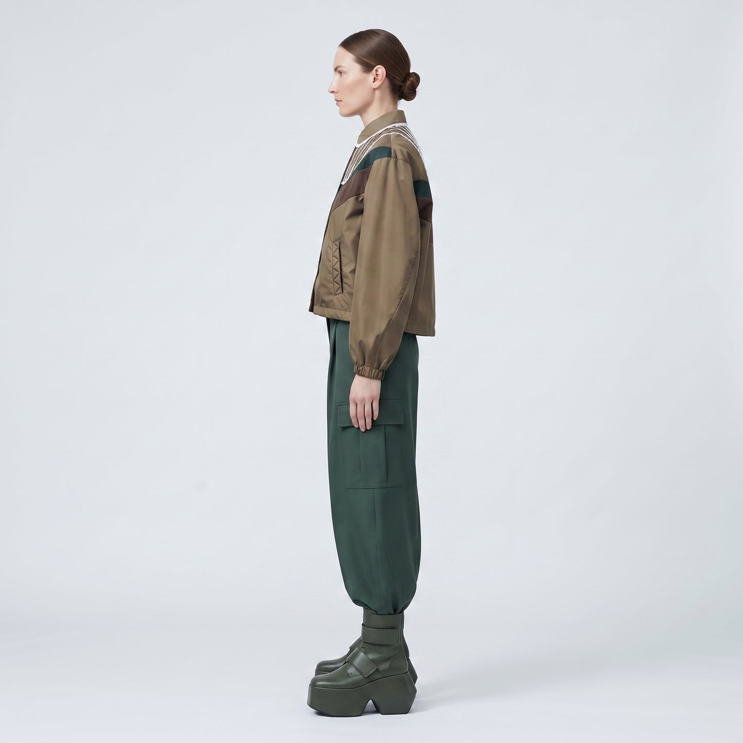 Chevron Lace-Trimmed Technical Jacket